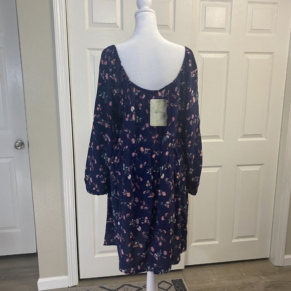 Lily Rose Square Neck Long Sleeve Skater Dress Juniors' Plus Size 2X 18-20 - Picture 7 of 12